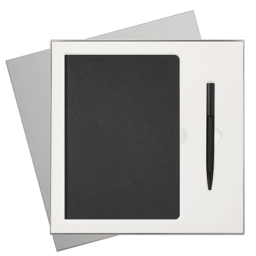 Подарочный набор Moon river, черный (ежедневник, ручка)