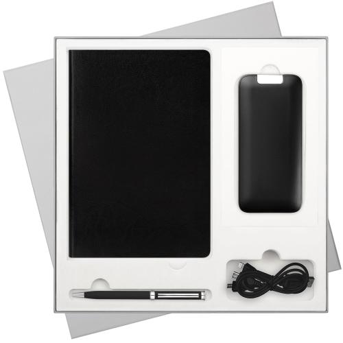 Подарочный набор River side, черный/красный (ежедневник, ручка, аккумулятор)