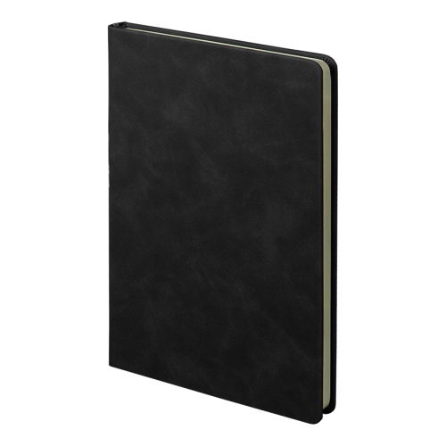 Ежедневник недатированный Muse,черный, формат А5, с декоративной серой полосой, блок в линейку, черный, серый