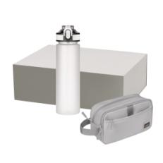 Подарочный набор Boston, Flip, серый (дорожная косметичка, бутылка)