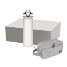 Подарочный набор Boston, Flip, серый (дорожная косметичка, бутылка)