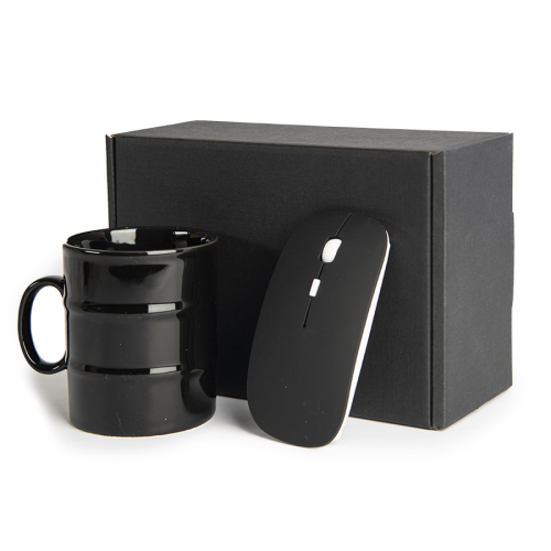 Набор подарочный HARD WORKER: кружка, мышь беспроводная, коробка, черный, черный