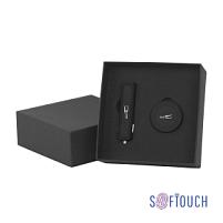 Набор автомобильное зарядное устройство "Slam" + магнитный держатель для телефона "Allo" в футляре, черный, покрытие soft touch