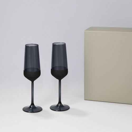 Подарочный набор 2 бокала для шампанского Блэк Эдишн (Black Edition) в серой коробке