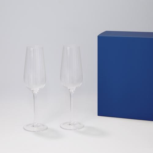 Подарочный набор 2 бокала для шампанского Бланш (Blanche) в  синей коробке