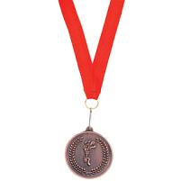 Медаль наградная на ленте  "Бронза", красный, коричневый