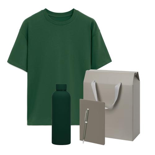 Набор с одеждой Раст (Rust) (футболка, термобутылка, блокнот, ручка), зеленый/серый, XS/S