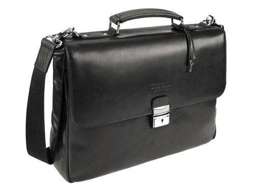 Портфель BUGATTI РОМАНО | ROMANO 15'', чёрный, натуральная воловья кожа, 40х12х30 см