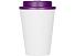 Пластиковый стакан Take away с двойными стенками и крышкой с силиконовым клапаном, 350 мл, белый/фиолетовый
