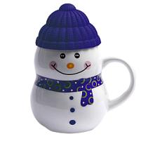 Кружка SNOWMAN с крышкой, белый, синий