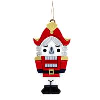 Ёлочная игрушка Щелкунчик (белый с красным)