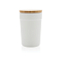 Стакан из переработанного полипропилена GRS с бамбуковой крышкой, 300 мл