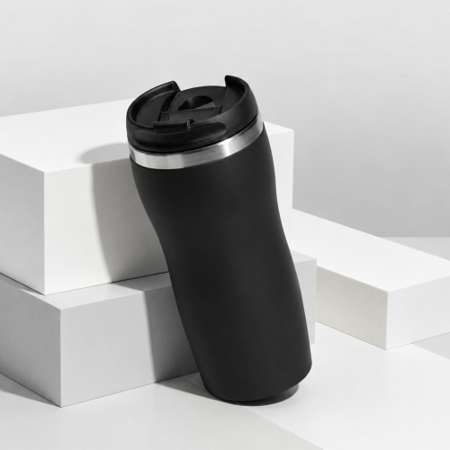 Термокружка Double wall mug C1, soft touch, 350 мл, черный