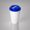 Пластиковый стакан Take away с двойными стенками и крышкой с силиконовым клапаном, 350 мл, белый/темно-синий