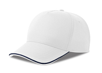 Бейсболка RECY FIVE PIPING, 5 клиньев, застежка-липучка, белый, темно-синий