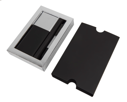 Набор подарочный BLACK GUN; универсальное зарядное устройство(10000мАh) и ручка; серебристый, черный, серебристый