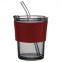 Стакан стеклянный с трубочкой и капхолдером Karamel, Бордовый