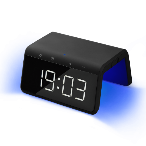 Зарядная станция с часами 15W Флейм (Flame), черная