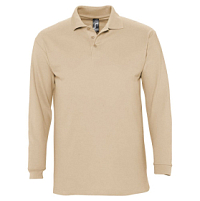 Рубашка поло мужская с длинным рукавом Winter II 210 бежевая Рубашка поло мужская с длинным рукавом Winter II 210 бежевая