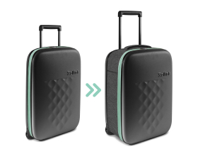 Чемодан складной Rollink Earth 55x40x20 см, 2 колеса, черный/зеленый