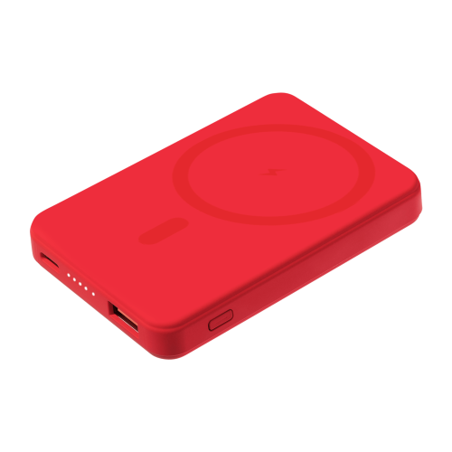 Внешний аккумулятор Ларго PD (Largo PD) 5000mAh с функцией беспроводной зарядки 15W, красный