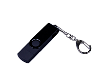USB-флешка на 64 ГБ 3 в 1 поворотный механизм, c двумя дополнительными разъемами MicroUSB и TypeC C с одноцветным металлическим клипом, черный USB-флешка на 64 ГБ 3 в 1 поворотный механизм, c двумя дополнительными разъемами MicroUSB и TypeC C с одноцветным металлическим клипом, черный