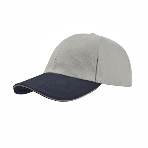 Бейсболка LIBERTY SANDWICH, 6 клиньев, сэндвич, металлическая застежка, серый, синий