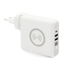 Внешний аккумулятор Gemini с беспроводной зарядкой и сетевым адаптером, Белый