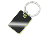 Металлический брелок с пластиковой цветной вставкой SteelPop Rct, серебристый с зеленым яблоком