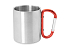 Кружка GUAYA с ручкой карабином, 230 мл, серебристый/красный