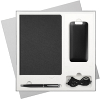 Подарочный набор Moon river, черный (ежедневник, ручка, аккумулятор)