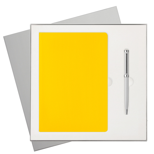 Подарочный набор Рейн (Rain), желтый (ежедневник, ручка)