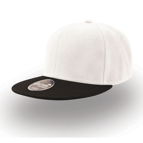 Бейсболка SNAP BACK, 6 клиньев, пластиковая застежка, белый, черный