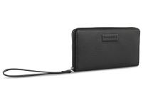 Кошелёк женский BUGATTI Elsa, с защитой данных RFID, чёрный, воловья кожа/полиэстер, 18,7х2х10 см