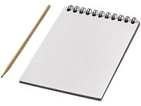 Цветной набор «Scratch»: блокнот, деревянная ручка, цвет: белый, натуральный