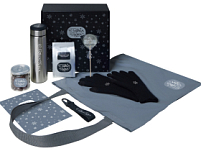 Подарочный набор с перчатками, термосом и чаем, черный