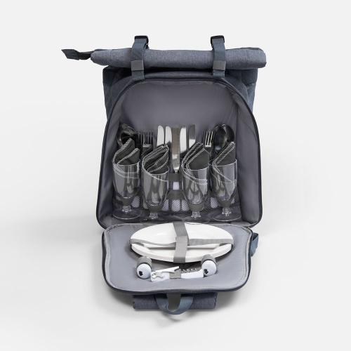 Набор для пикника Picnivo на 4 персоны, темно-серый меланж
