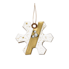 Ёлочная игрушка Снежинка (белый с золотым )