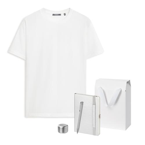 Набор с одеждой KRIS (футболка, колонка, ежедневник, ручка), серебряный, S
