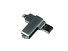 USB-флешка на 32 Гб, интерфейс USB3.0, поворотный механизм,c дополнительными разъемами для I-phone Lightning и Micro USB, полностью металлический корпус, серебро