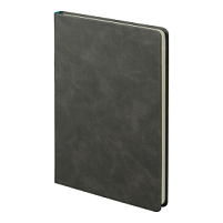 Ежедневник недатированный Muse, темно-серый, А5, с бирюзовой декоративной полосой, блок в линейку, темно-серый