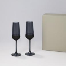Подарочный набор 2 бокала для шампанского Black Edition в серой коробке