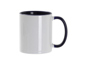 Кружка для сублимации, 330 мл, d=82 мм, стандарт А, белая, синяя внутри, синяя ручка, белый, синий
