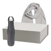 Подарочный набор Bosca, Forges, серый (термобутылка, шарф)