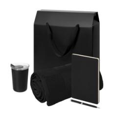 Подарочный набор Welcome Pack Spark, черный (термокружка,ежедневник, ручка, плед, коробка-пакет)