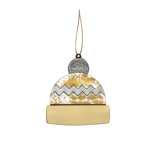 Ёлочная игрушка Шапочка (белый с золотым )