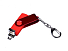 USB-флешка на 32 Гб 3 в 1 поворотный механизм, c двумя дополнительными разъемами MicroUSB и TypeC C с одноцветным металлическим клипом, красный