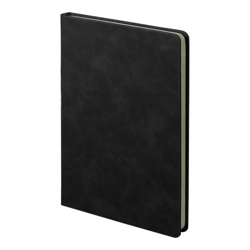 Ежедневник недатированный Muse,черный, формат А5, с декоративной серой полосой, блок в линейку, черный, серый