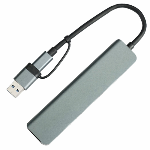 USB-хаб STEM 7 в 1, серый, алюминий, серый