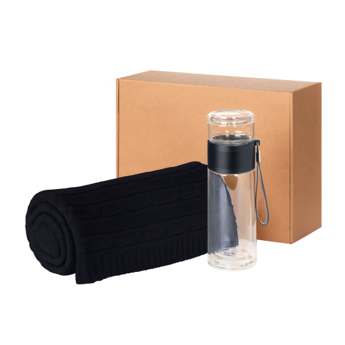 Подарочный набор Терсо (Terso), Фадо (Fado), синий (плед, термобутылка)